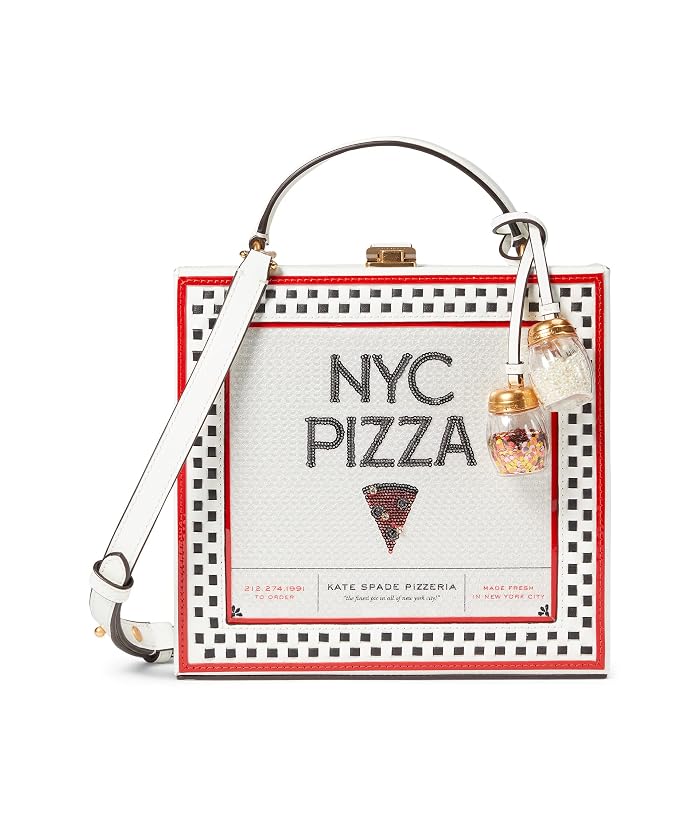 Kate Spade New York Slice Printed Spazzolato Leather 3-D Pizza Box Top-Handle