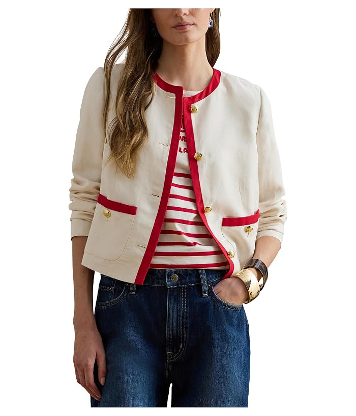 Lauren Ralph Lauren Petite Two-Tone Linen-Blend Twill Blazer