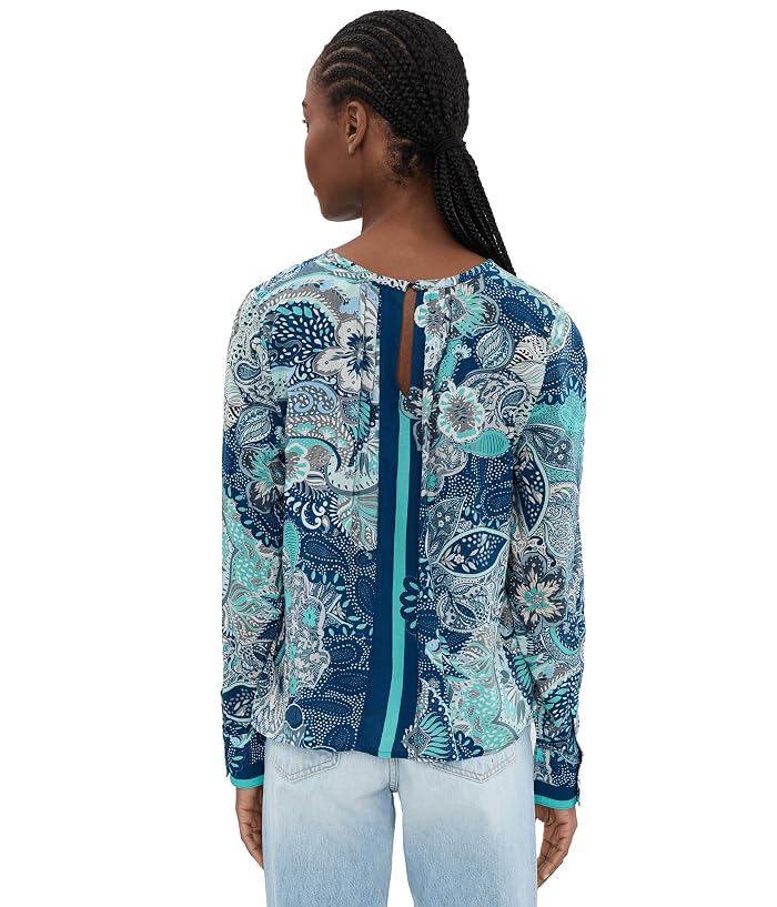 Liverpool Los Angeles Petite Long Sleeve Woven Top w/ Keyhole Neckline - Image 4