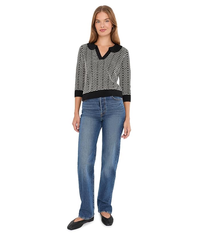NIC+ZOE Petite Lace Trim Geo Stitch Sweater - Image 2