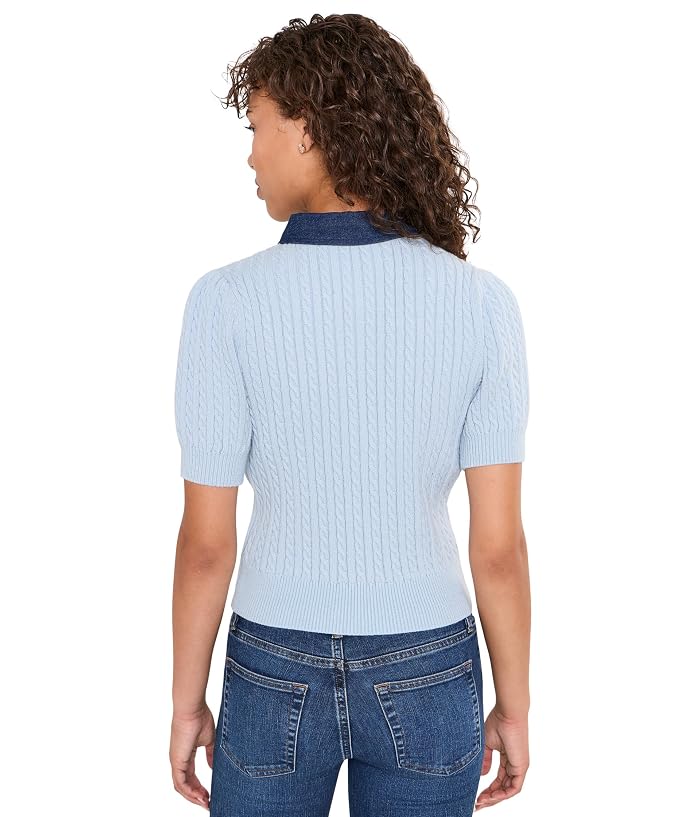 525 america Astor Denim Mix Mini Cable Short Sleeve Pullover - Image 4