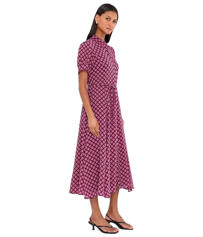 CeCe Short Sleeve Scallop Midi Dress with Tie - Image 3