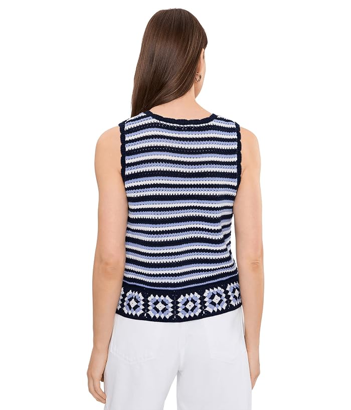 CeCe Stripped Crochet Tank Sweater - Image 4