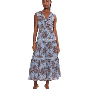 Adrianna Papell Ruffle Neckline Maxi Dress