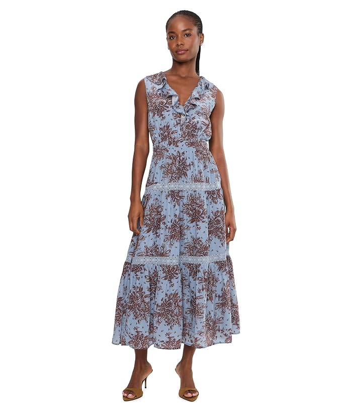 Adrianna Papell Ruffle Neckline Maxi Dress