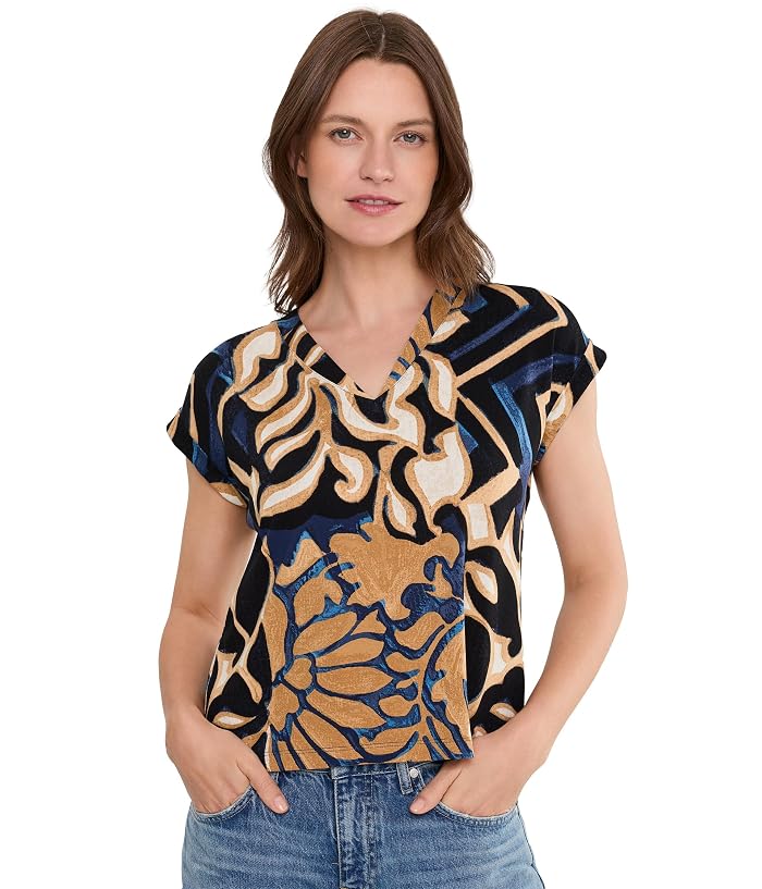 NIC+ZOE Deco Blooms Cap Sleeve Tee