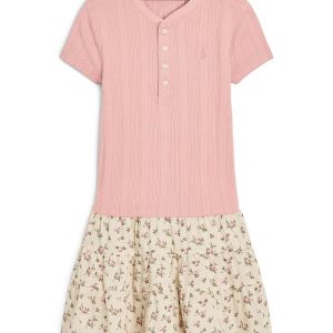 Polo Ralph Lauren Kids Floral-skirt Pointelle-knit Cotton Dress (Toddler/Little Kid)