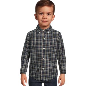 Janie and Jack Plaid Poplin Button Down Shirt (Infant)