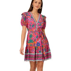 Adrianna Papell Printed Short Flounce Dress