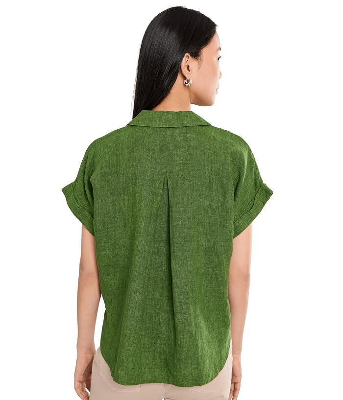 Eileen Fisher Washed Organic Linen Delave Notch Collar Top - Image 4