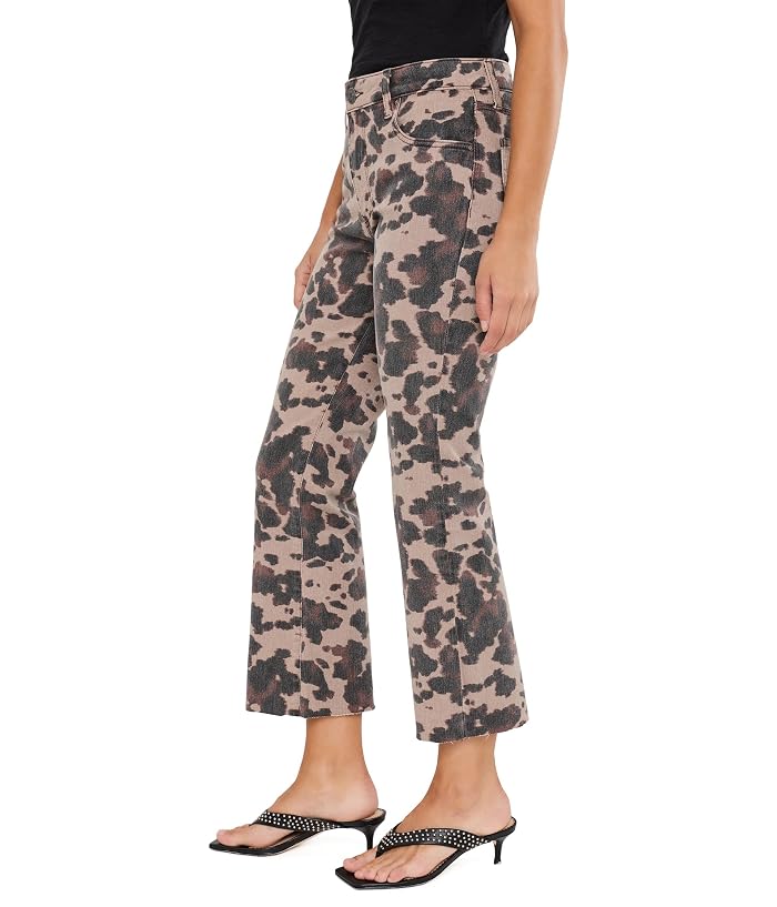 KUT from the Kloth Petite Kelsey High-Rise Ankle Flare with Raw Hem in Taupe - Image 3