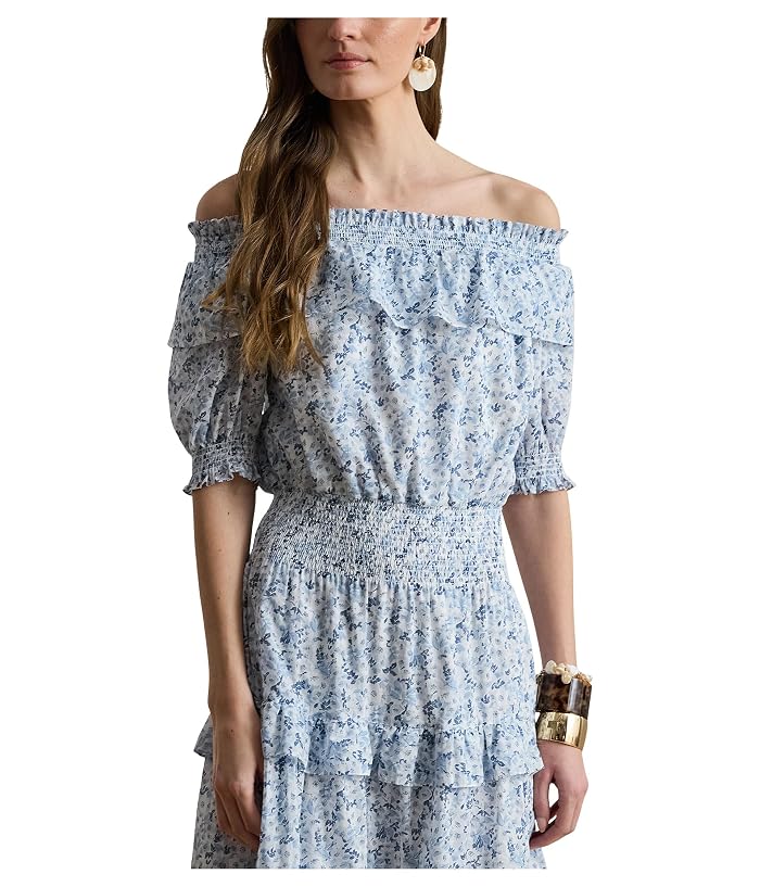Lauren Ralph Lauren Floral Voile Off-The-Shoulder Dress - Image 3