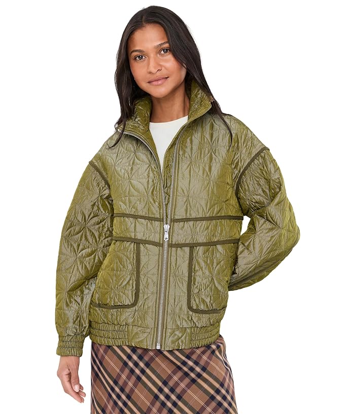 Avec Les Filles Funnel Neck Quited Bomber Jacket