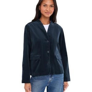 Eileen Fisher Organic Cotton Stretch Corduroy High Collar Jacket