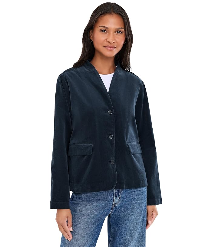 Eileen Fisher Organic Cotton Stretch Corduroy High Collar Jacket