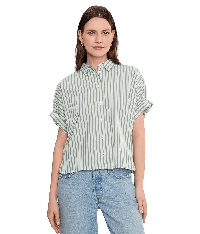 Lilla P Striped Oversized Button Down Dolman