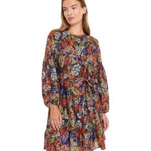 Vince Camuto Dolman Sleeve One Tier Mini Dress with Self Belt