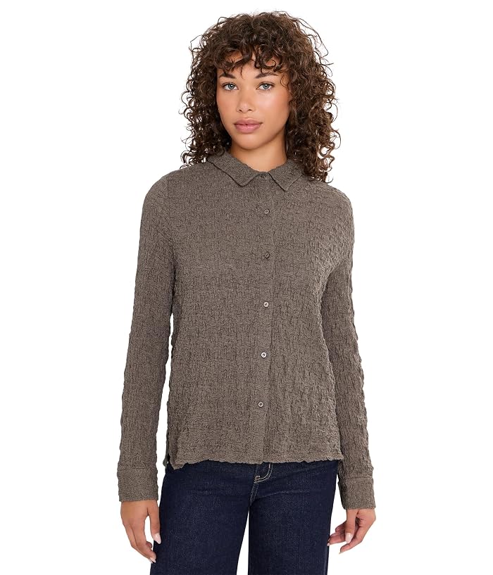 Eileen Fisher Bubble Jacquard Classic Collar Shirt