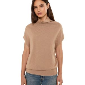 Lauren Ralph Lauren Cotton-Modal Mock Neck Cap-Sleeve Sweater