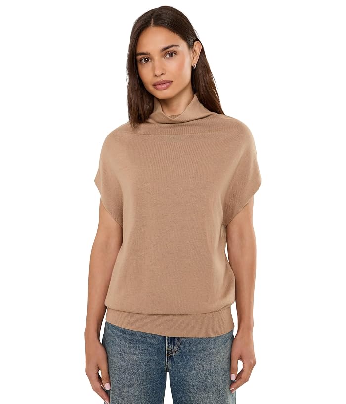 Lauren Ralph Lauren Cotton-Modal Mock Neck Cap-Sleeve Sweater
