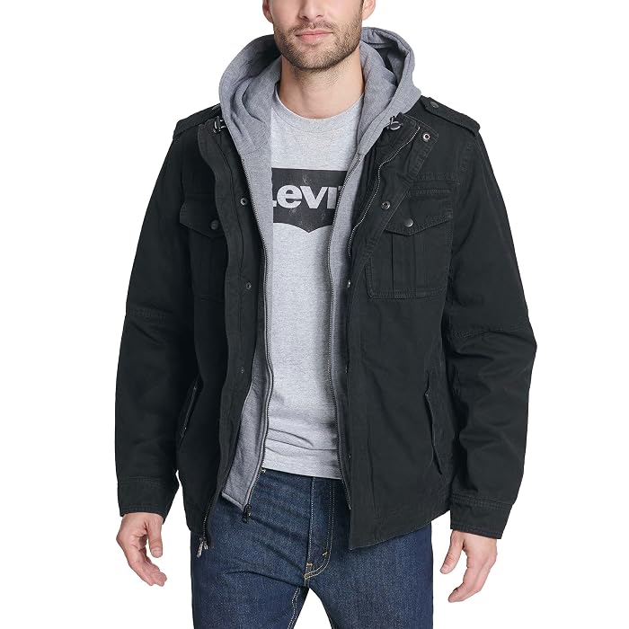 Levi's® Two-Pocket Hoodie with Zip Out Jersey Bib/Hood and Sherpa Lining