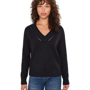 525 america Virginia V-Neck Pullover with Pointelle Details
