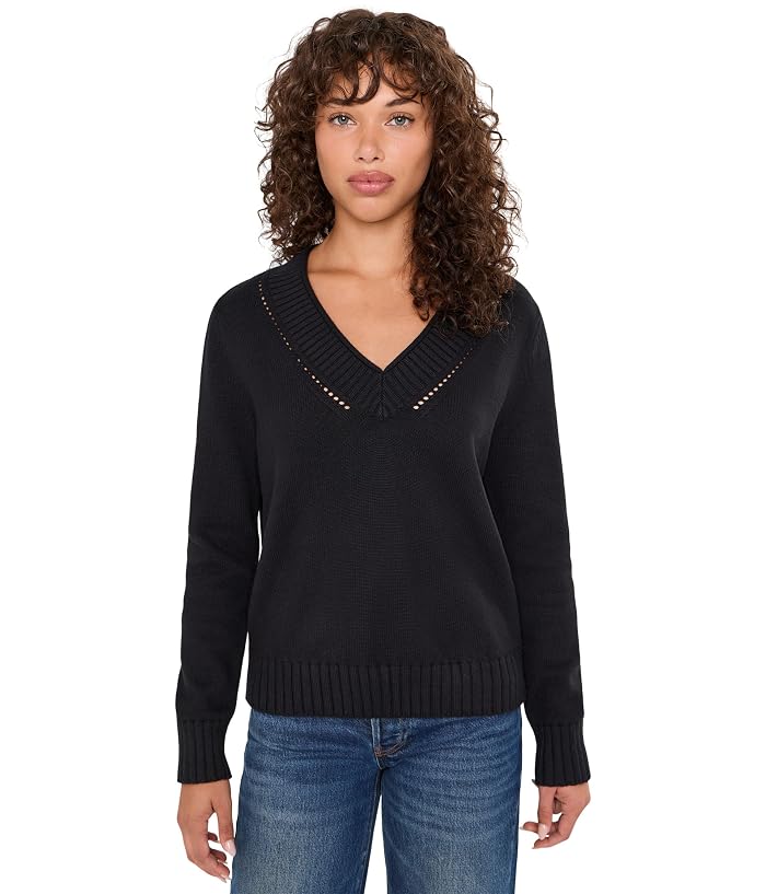 525 america Virginia V-Neck Pullover with Pointelle Details