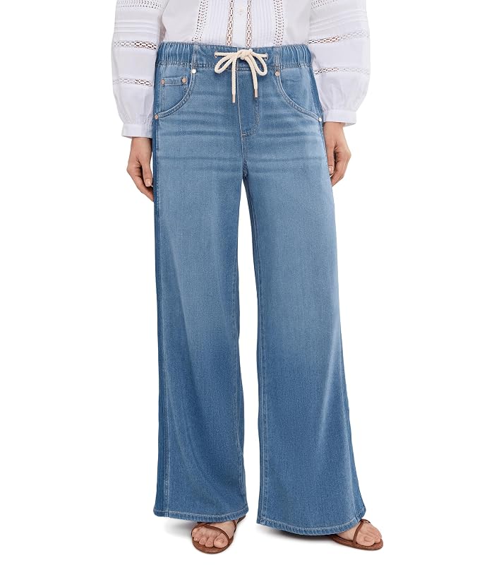 Liverpool Los Angeles Mid-Rise Tie Front Shadow Stripe Pull-on Wide Leg Jeans 30" Inseam