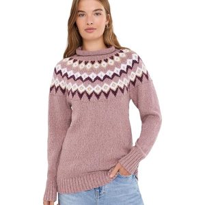 L.L.Bean Cotton Ragg Relaxed Crew Neck Sweater Yoke Fair Isle
