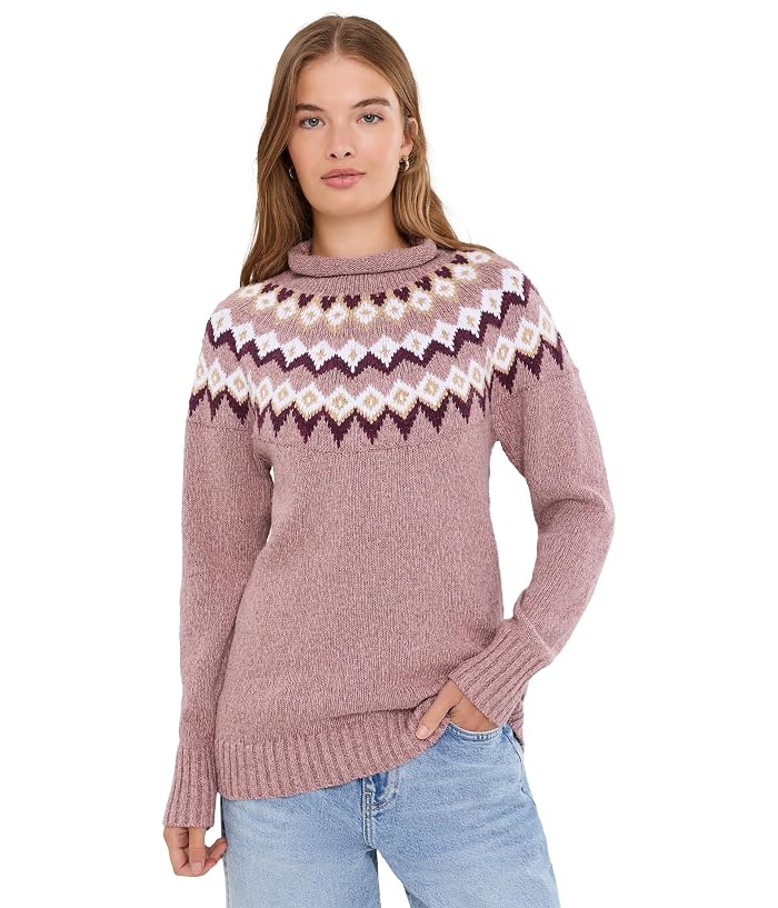 L.L.Bean Cotton Ragg Relaxed Crew Neck Sweater Yoke Fair Isle