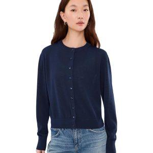 525 america Bennett Sheer Long Sleeve Button-Down Crew Neck Cardi