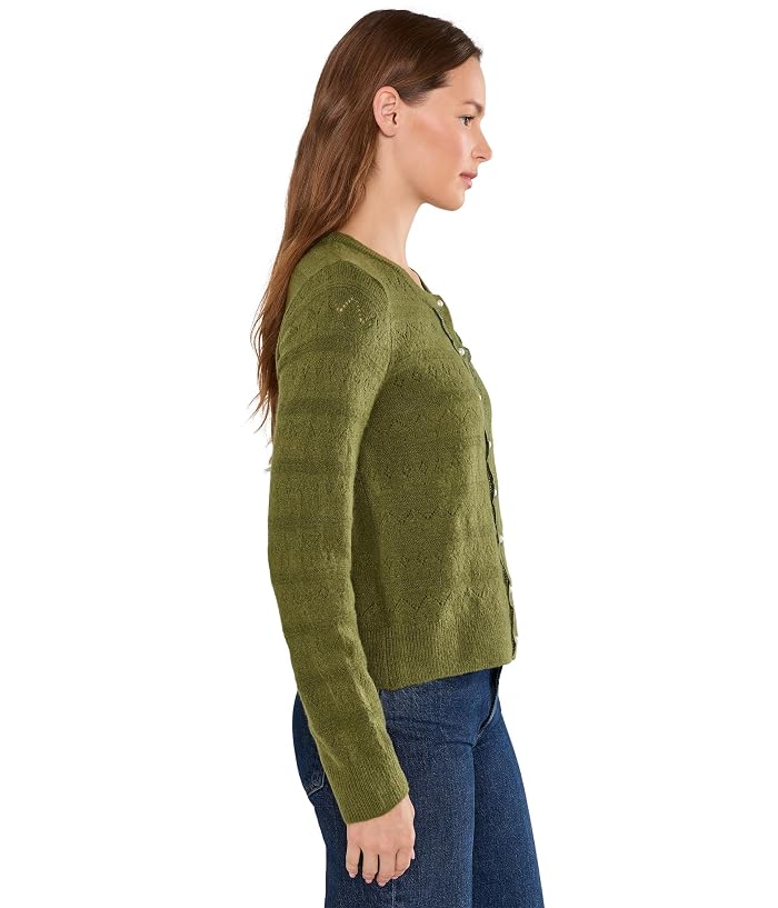 CeCe Long Sleeve Pointelle Cardigan with Lace Placket - Image 3