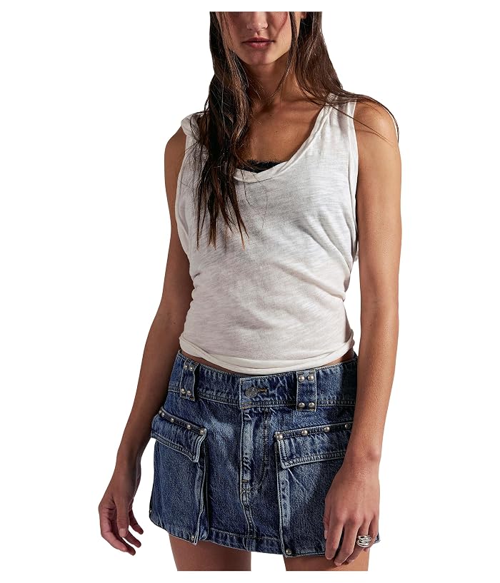 Free People Hera Studded Denim Mini Skirt