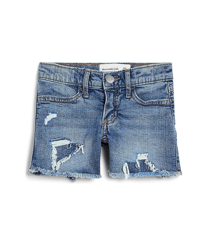 abercrombie kids Low-Rise Midi Destroyed Denim Shorts (Big Kids) - Image 4
