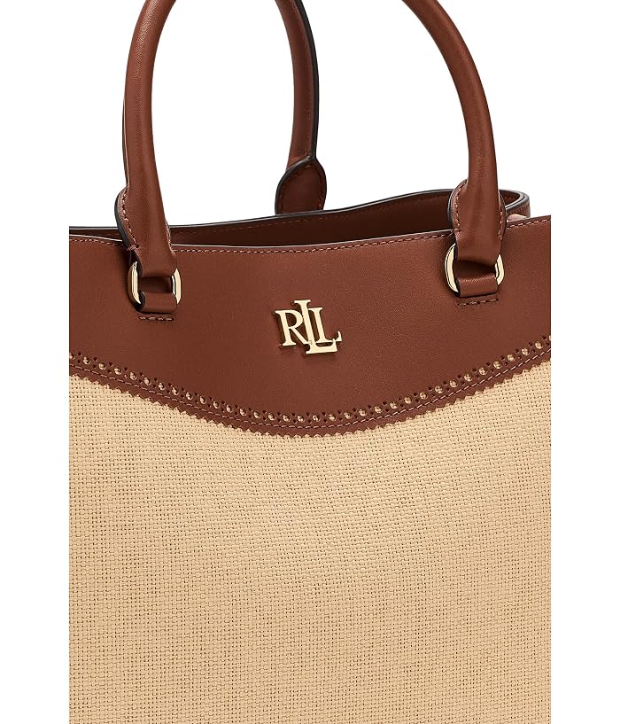 Lauren Ralph Lauren Straw & Leather Large Marcy Satchel - Image 4