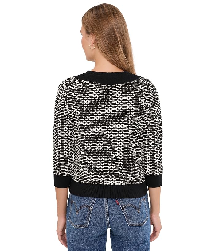 NIC+ZOE Petite Lace Trim Geo Stitch Sweater - Image 4