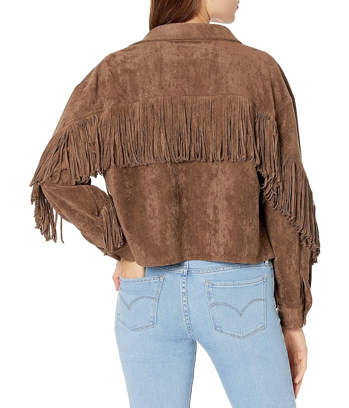 Blank NYC Faux Suede Fringe Shirt Jacket in Hot Cocoa - Image 2