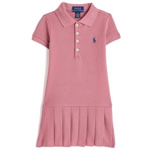 Polo Ralph Lauren Kids Pleated Stretch Mesh Polo Dress (Toddler/Little Kid)