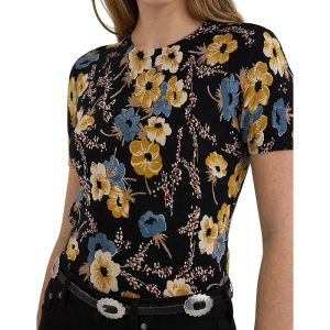 Lauren Ralph Lauren Floral Cotton-Blend Short-Sleeve Sweater
