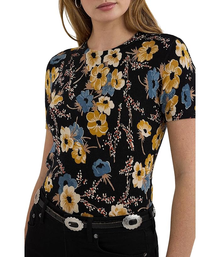 Lauren Ralph Lauren Floral Cotton-Blend Short-Sleeve Sweater