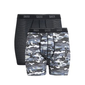 SAXX UNDERWEAR Quest Quick-Dry Mesh Boxer Briefs Fly 2-Pack
