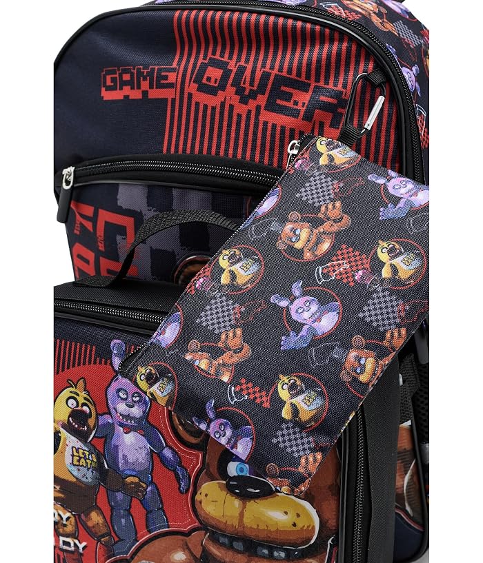 BIOWORLD Kids Five Nights Game Screen Five Piece Set Includes Backpack, Lunch Kit, Utility Case, Rubber Keychain And Carabiner - Image 4