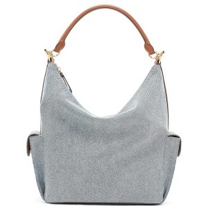 Lauren Ralph Lauren Washed Denim Large Blaike Shoulder Bag