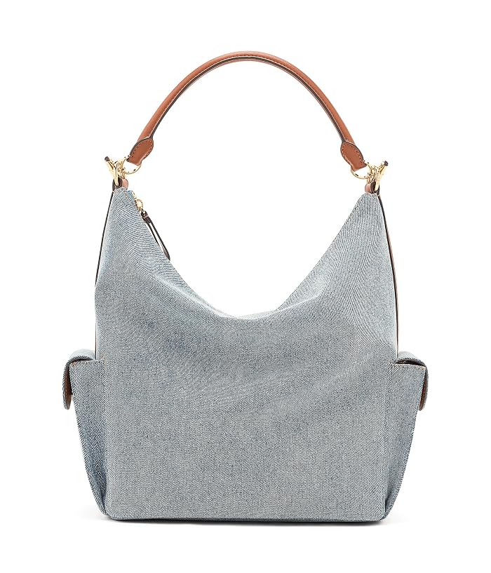 Lauren Ralph Lauren Washed Denim Large Blaike Shoulder Bag