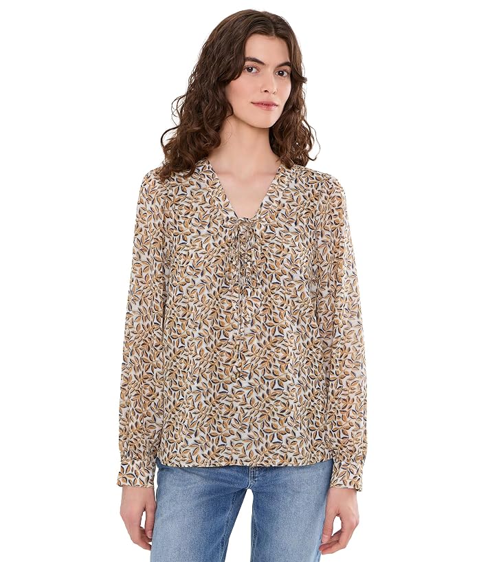 Liverpool Los Angeles Long Sleeve Lace-Up Front Woven Blouse