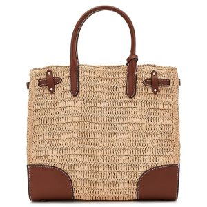 Lauren Ralph Lauren Woven Straw Medium Devyn Tote Bag