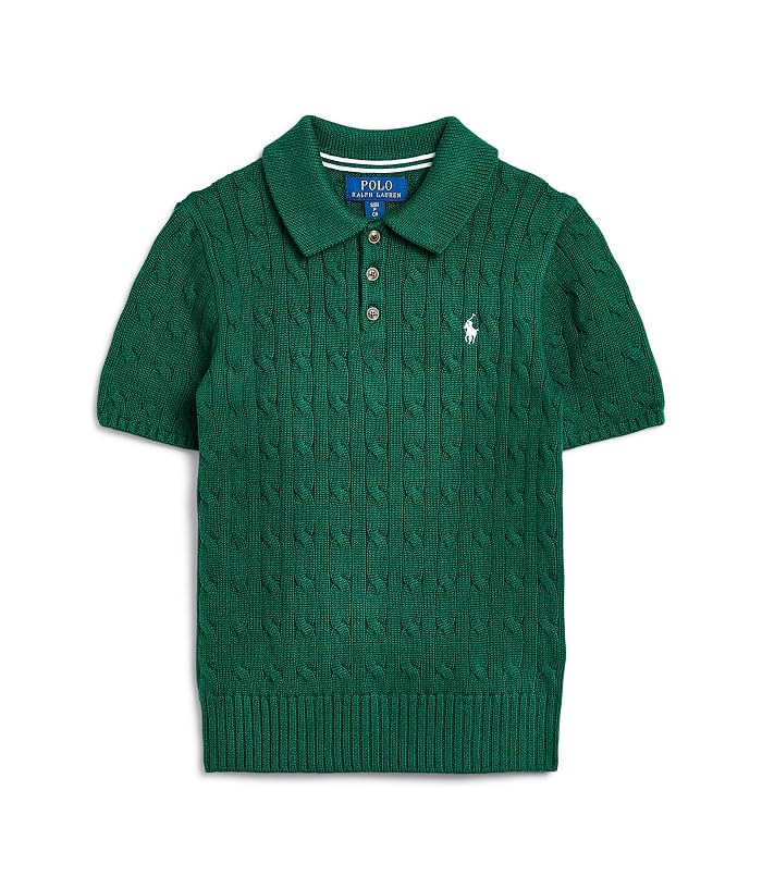 Polo Ralph Lauren Kids Cable-Knit Cotton Polo Sweater (Big Kid) - Image 3