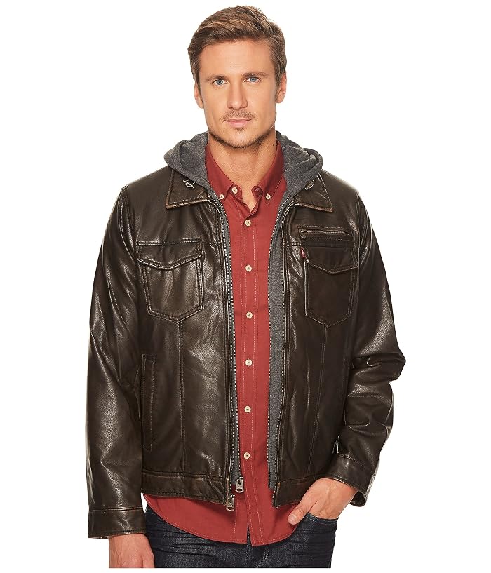 Levi's® Faux-Leather Trucker with Jersey Hood and Fleece Lining