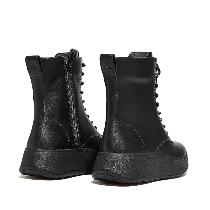 FitFlop F-Mode Leather Lace-Up Flatform Ankle Boots - Image 4