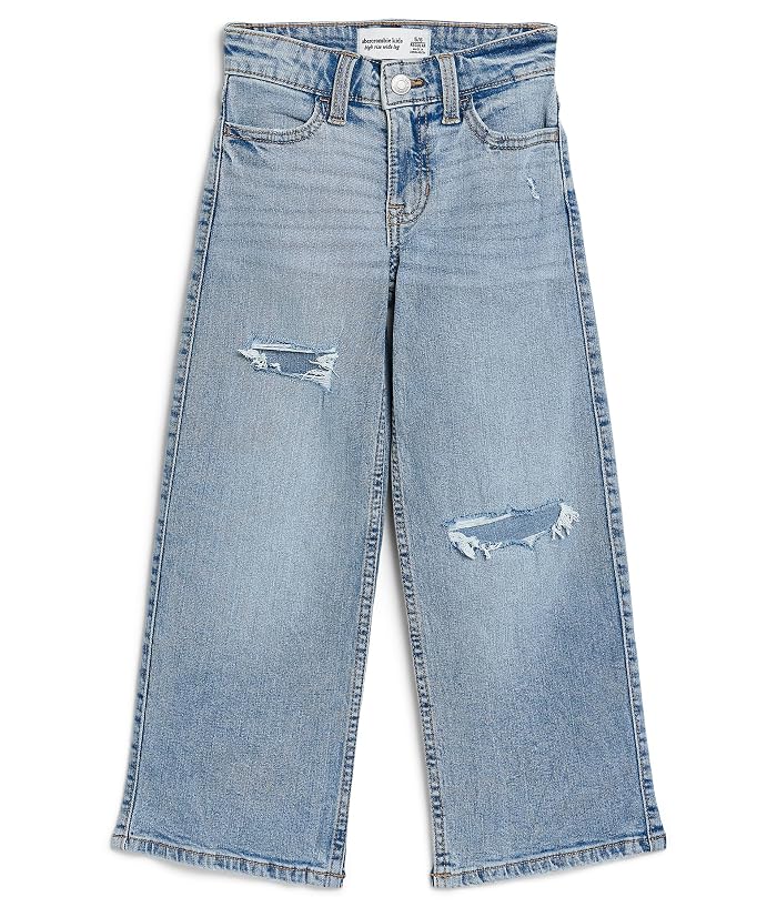 abercrombie kids Destroyed High-Rise Wide Leg Jeans (Big Kid)